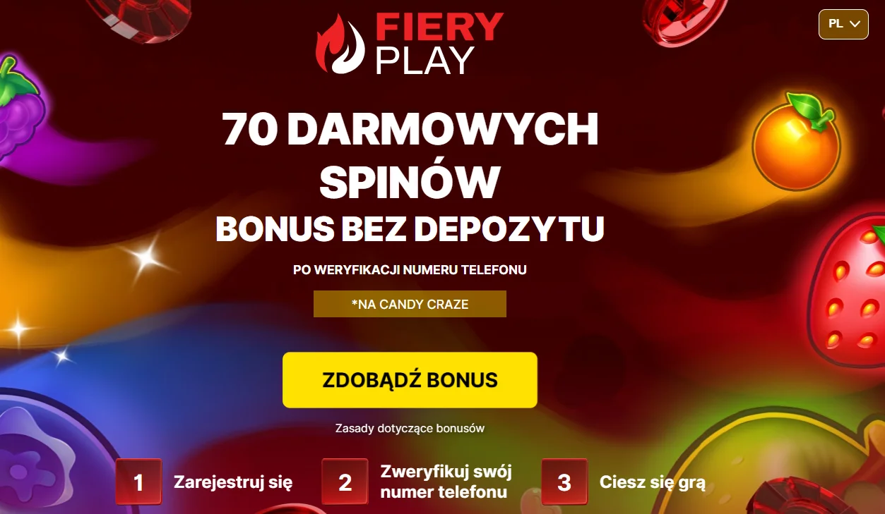 Fiery Play bonus w postaci 75 darmowych spinów